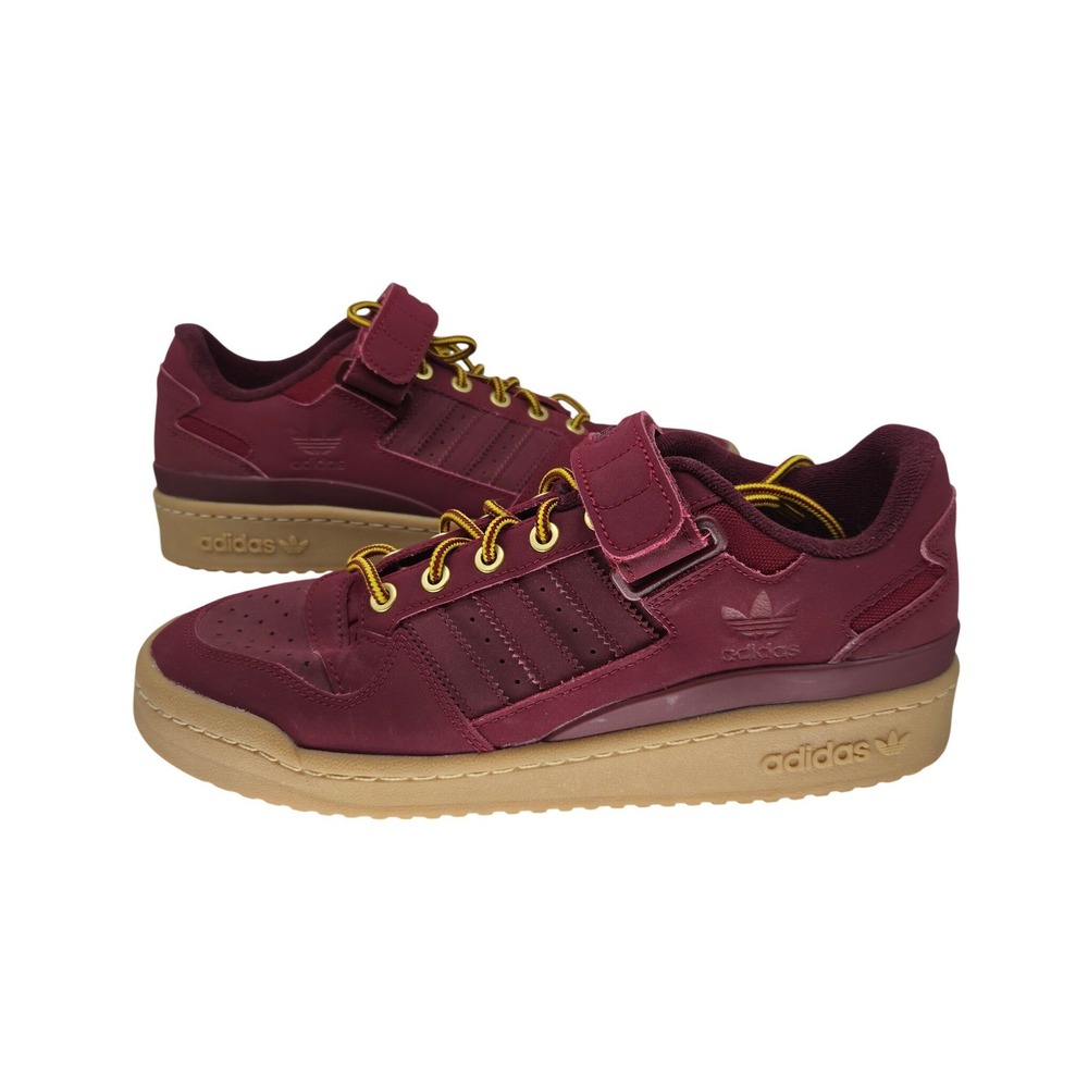 Adidas Forum Low Collegiate Burgundy Maroon Gum Sole Sneakers Women 8.5 Men 7.5